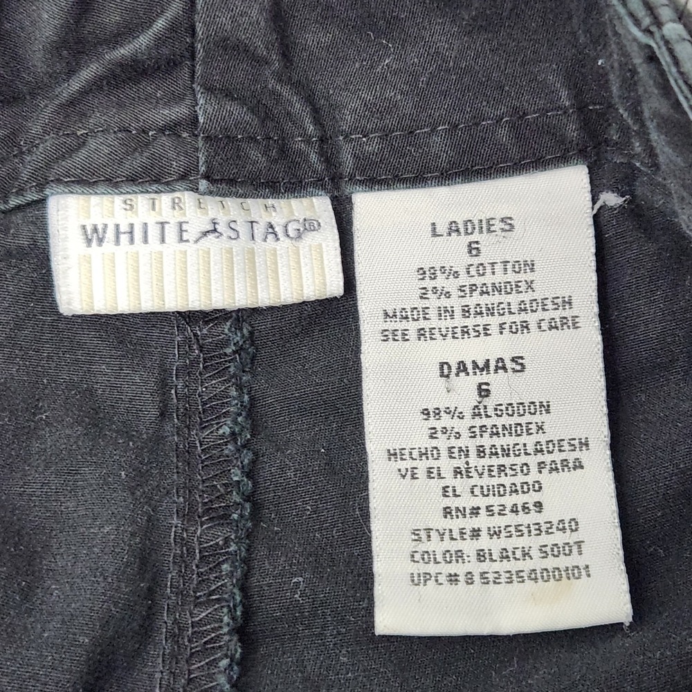 White Stag Capris Women 6 Black Soot Stretch Cropped Pants WS513240 Cotton Blend - Picture 5 of 11